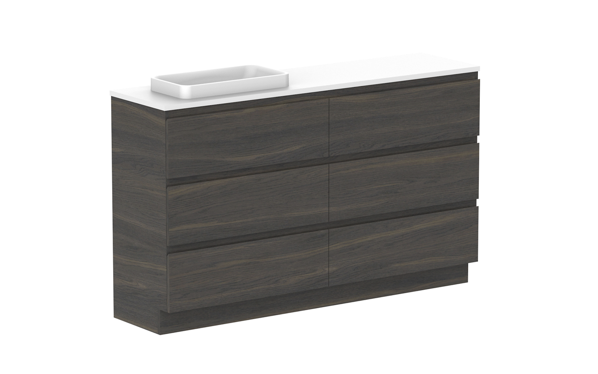 Glacier Ensuite All-Drawer Trio 1500mm Floor Mount Vanity - Glacier Ensuite All-Drawer, 1500 Trio, Floor Mount