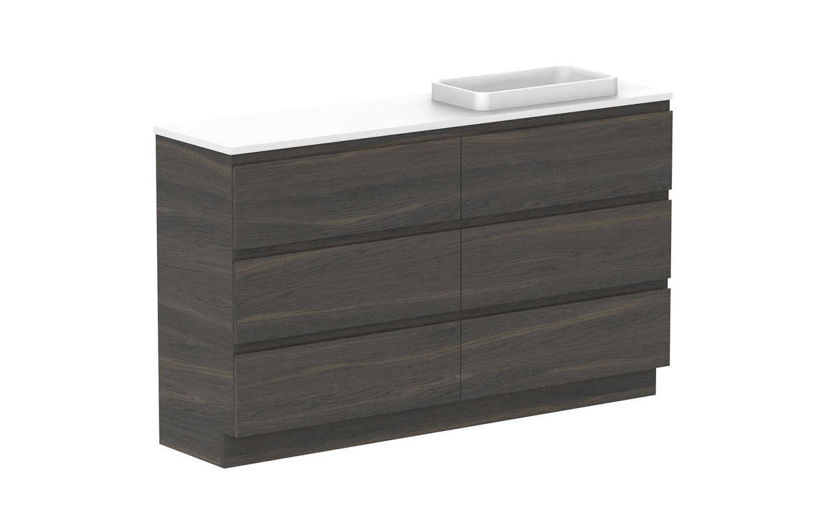 Glacier Ensuite All-Drawer Trio 1500mm Floor Mount Vanity - Glacier Ensuite All-Drawer, 1500 Trio, Floor Mount