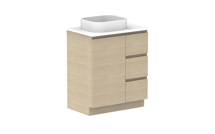 Glacier Hamper Trio 750mm Floor Mount Vanity - Glacier Hamper, 750 Trio, Floor Mount