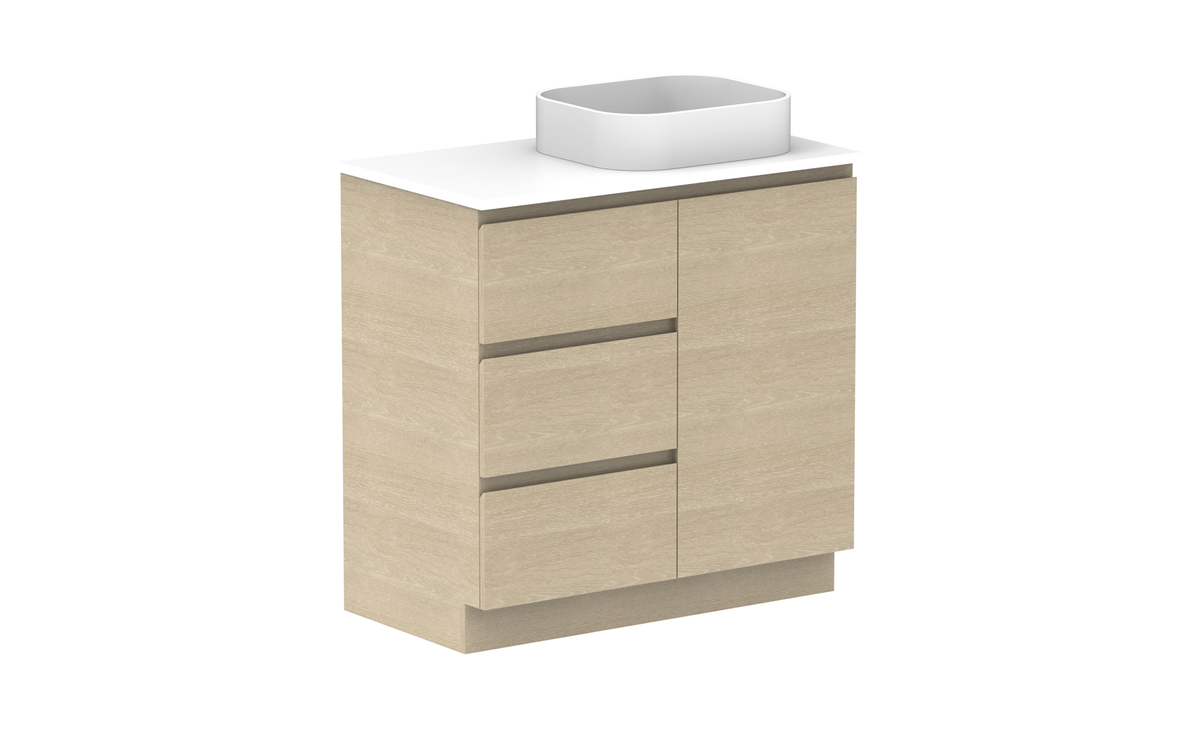 Glacier Hamper Trio 900mm Floor Mount Vanity - Glacier Hamper, 900 Trio, Floor Mount