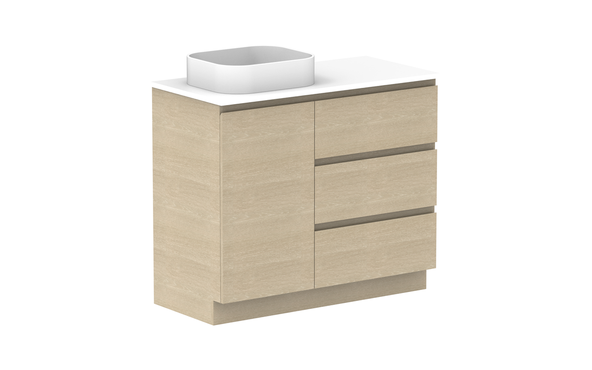 Glacier Hamper Trio 1050mm Floor Mount Vanity - Glacier Hamper, 1050 Trio, Floor Mount