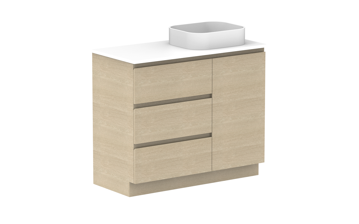 Glacier Hamper Trio 1050mm Floor Mount Vanity - Glacier Hamper, 1050 Trio, Floor Mount