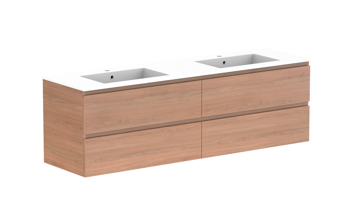 Glacier All-Drawer Twin 1800mm Wall Hung Vanity - Glacier All-Drawer, 1800 Twin, Wall Hung