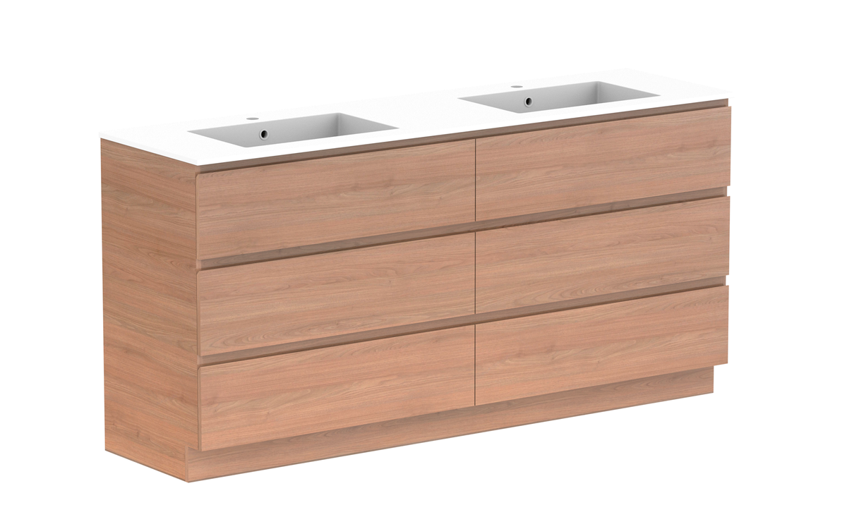 Glacier All-Drawer Trio 1800mm Floor Mount Vanity - Glacier All-Drawer, 1800 Trio, Floor Mount