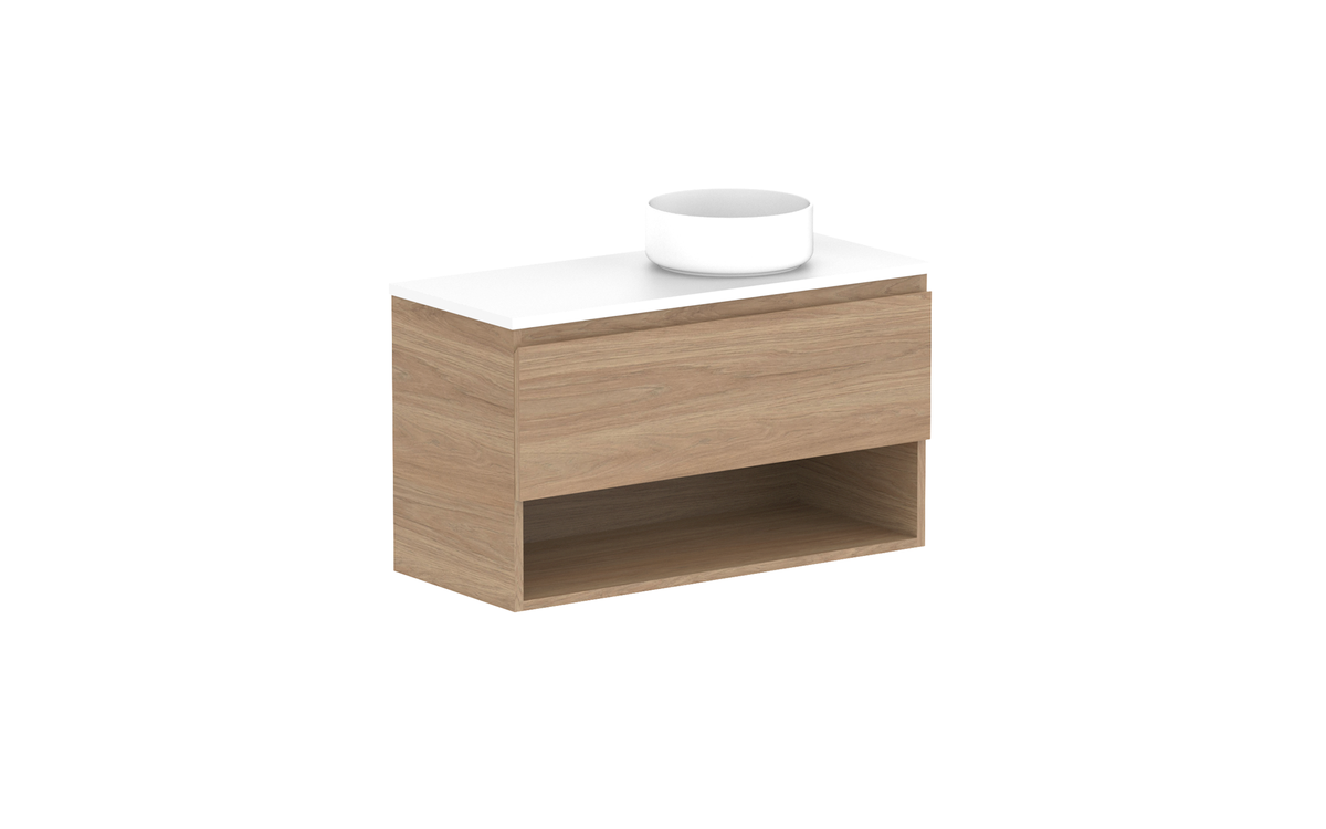 Glacier Ensuite Shelf Slim 900mm Wall Hung Vanity - Glacier Ensuite Shelf, 900 Slim, Wall Hung
