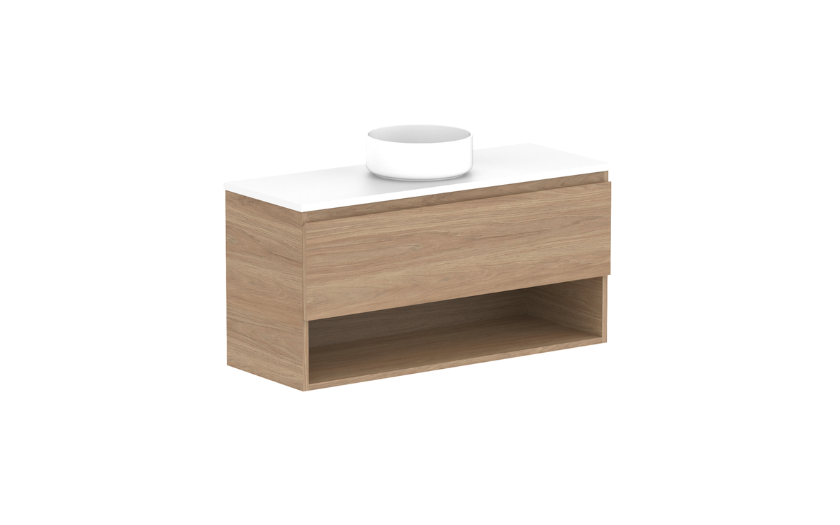 Glacier Ensuite Shelf Slim 1050mm Wall Hung Vanity - Glacier Ensuite Shelf, 1050 Slim, Wall Hung