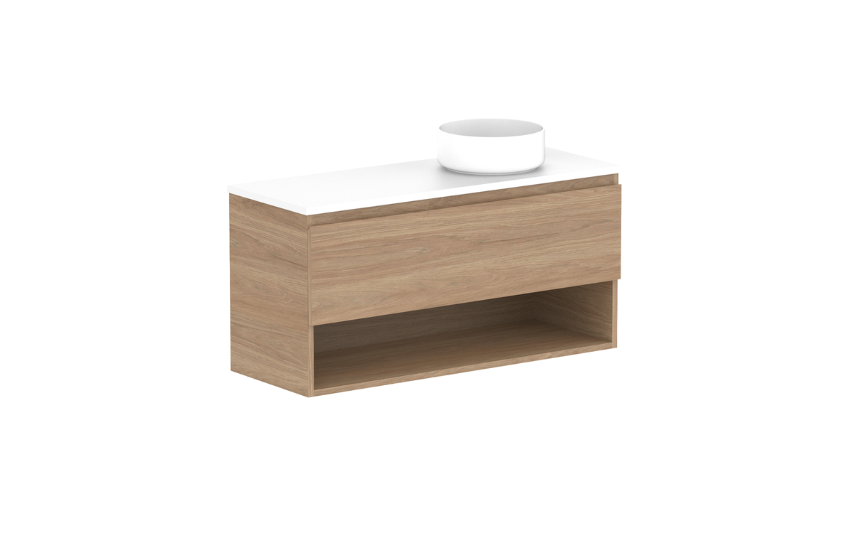 Glacier Ensuite Shelf Slim 1050mm Wall Hung Vanity - Glacier Ensuite Shelf, 1050 Slim, Wall Hung