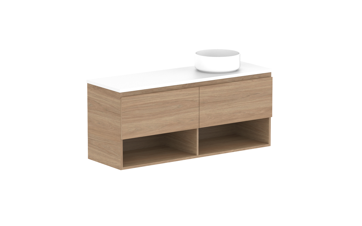 Glacier Ensuite Shelf Slim 1200mm Wall Hung Vanity - Glacier Ensuite Shelf, 1200 Slim, Wall Hung