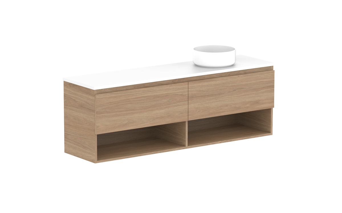Glacier Ensuite Shelf Slim 1500mm Wall Hung Vanity - Glacier Ensuite Shelf, 1500 Slim, Wall Hung