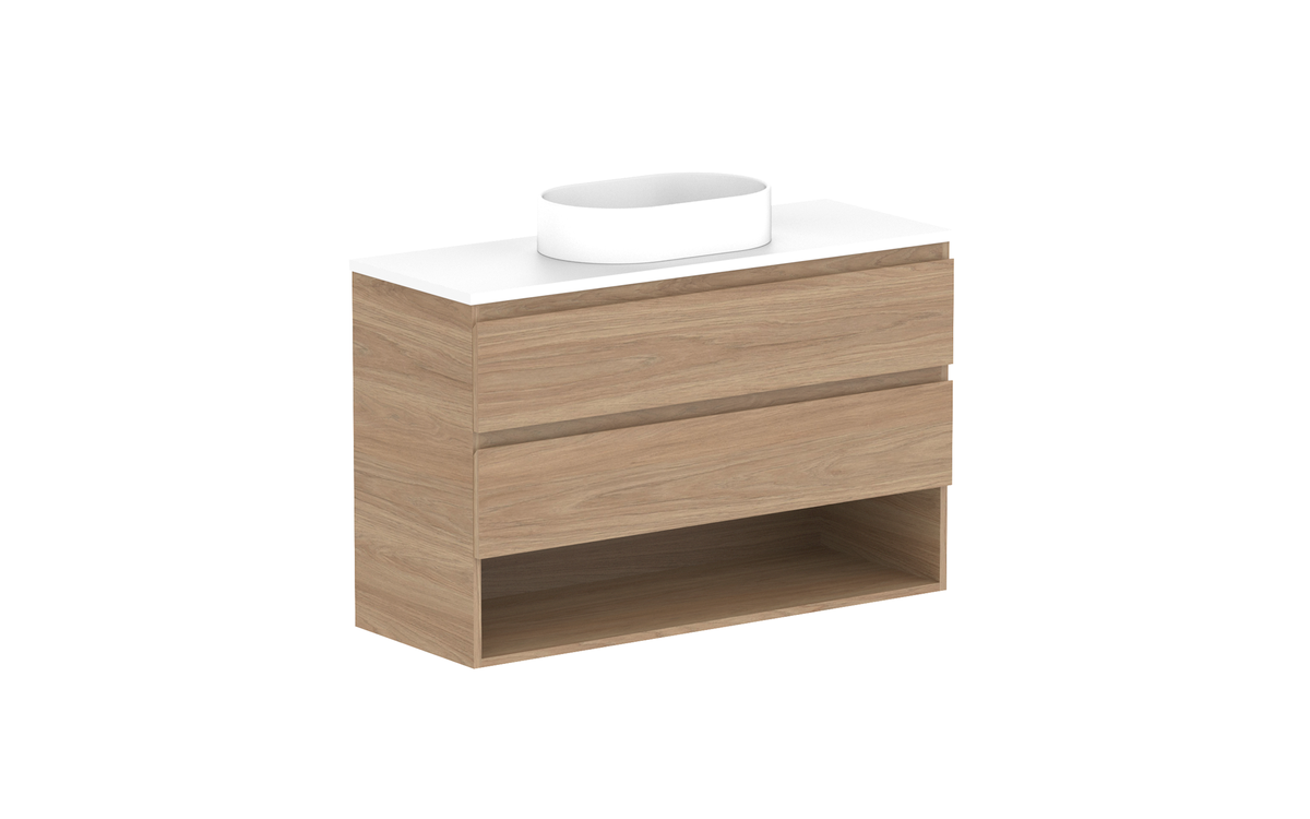 Glacier Ensuite Shelf Twin 1050mm Wall Hung Vanity - Glacier Ensuite Shelf, 1050 Twin, Wall Hung