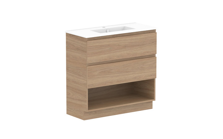 Glacier Ensuite Shelf Trio 900mm Floor Mount Vanity - Glacier Ensuite Shelf, 900 Trio, Floor Mount