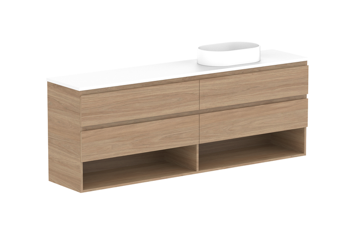 Glacier Ensuite Shelf Twin 1800mm Wall Hung Vanity - Glacier Ensuite Shelf, 1800 Twin, Wall Hung
