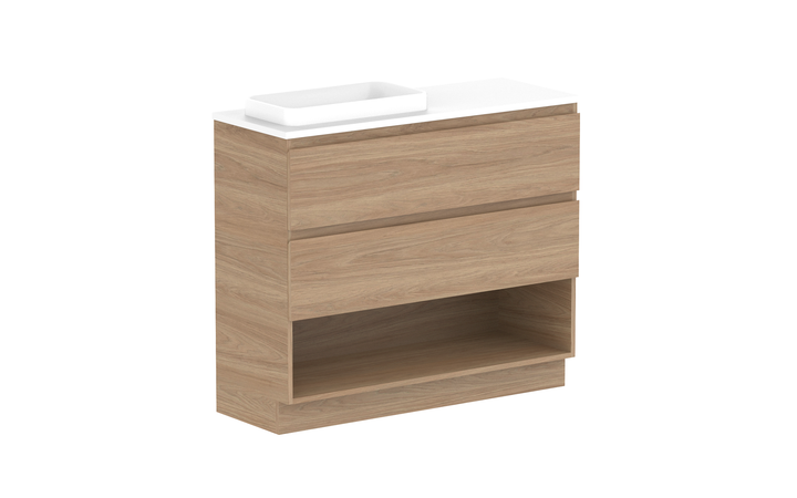 Glacier Ensuite Shelf Trio 1050mm Floor Mount Vanity - Glacier Ensuite Shelf, 1050 Trio, Floor Mount