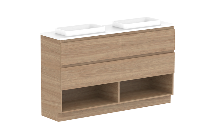 Glacier Ensuite Shelf Trio 1500mm Floor Mount Vanity - Glacier Ensuite Shelf, 1500 Trio, Floor Mount