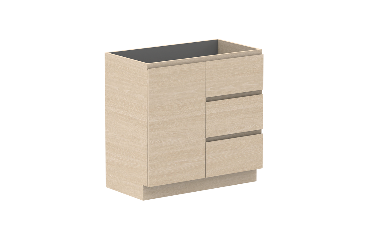 Glacier Hamper Trio 900mm Floor Mount Vanity - Glacier Hamper, 900 Trio, Floor Mount