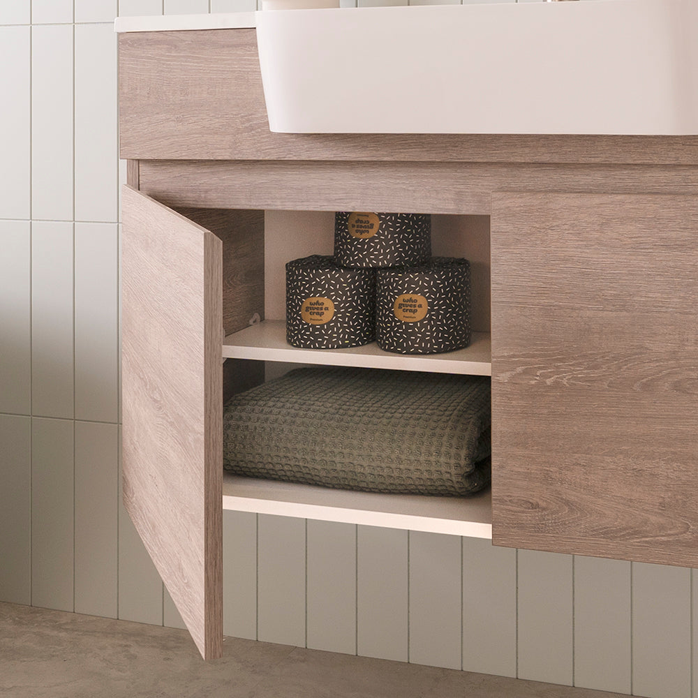 Glacier Semi-Recessed All-Door Twin 1050mm Wall Hung Vanity - Glacier Semi-Recessed All-Door, 1050 Twin, Wall Hung