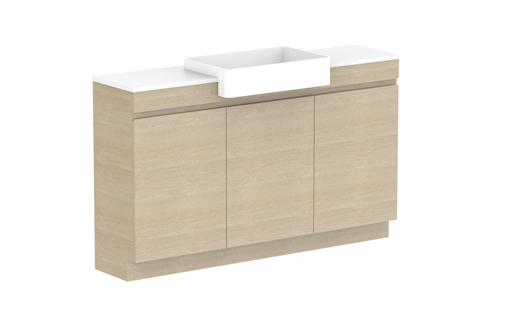 Glacier Semi-Recessed All-Door Trio 1500mm Vanity - Glacier Semi-Recessed All-Door, 1500 Trio, Floor Mount