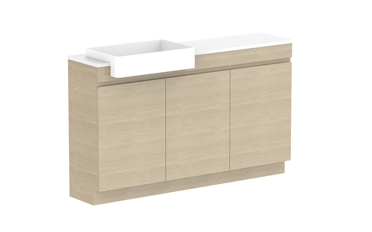 Glacier Semi-Recessed All-Door Trio 1500mm Vanity - Glacier Semi-Recessed All-Door, 1500 Trio, Floor Mount