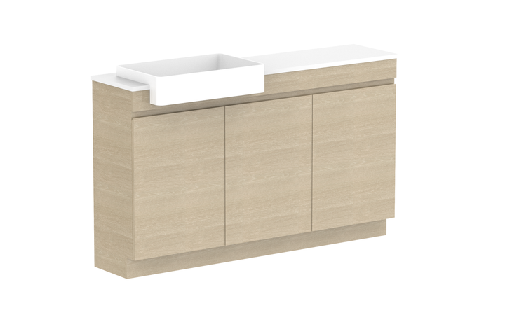 Glacier Semi-Recessed All-Door Trio 1500mm Vanity - Glacier Semi-Recessed All-Door, 1500 Trio, Floor Mount