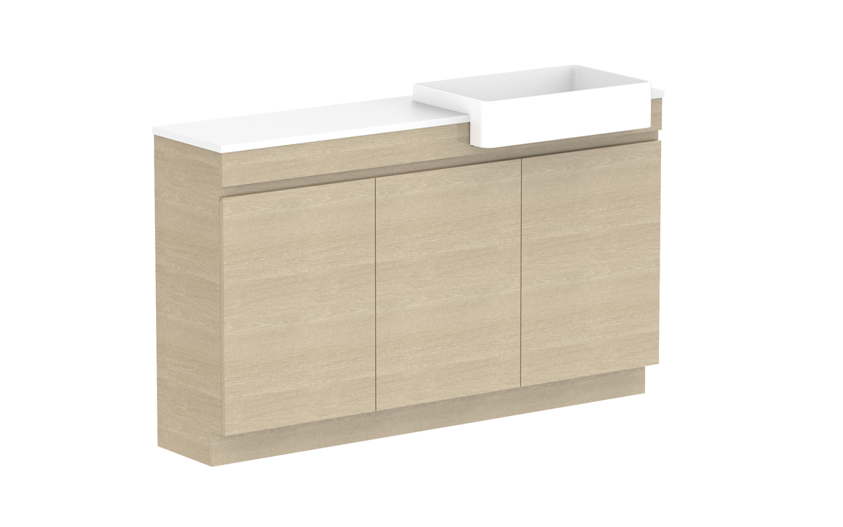 Glacier Semi-Recessed All-Door Trio 1500mm Vanity - Glacier Semi-Recessed All-Door, 1500 Trio, Floor Mount