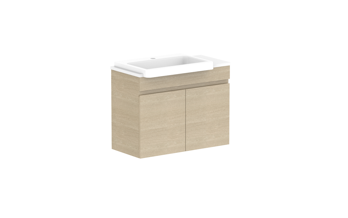 Glacier Semi-Recessed All-Door Twin 750mm Wall Hung Vanity - Glacier Semi-Recessed All-Door, 750 Twin, Wall Hung
