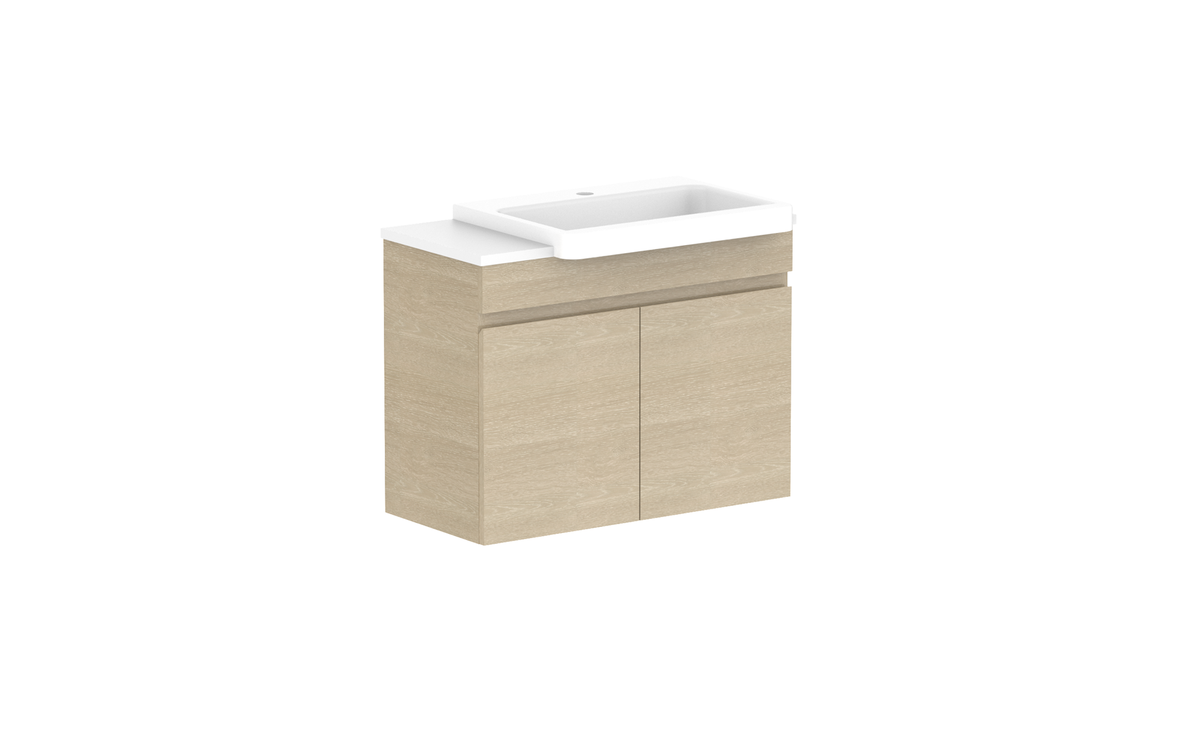 Glacier Semi-Recessed All-Door Twin 750mm Wall Hung Vanity - Glacier Semi-Recessed All-Door, 750 Twin, Wall Hung