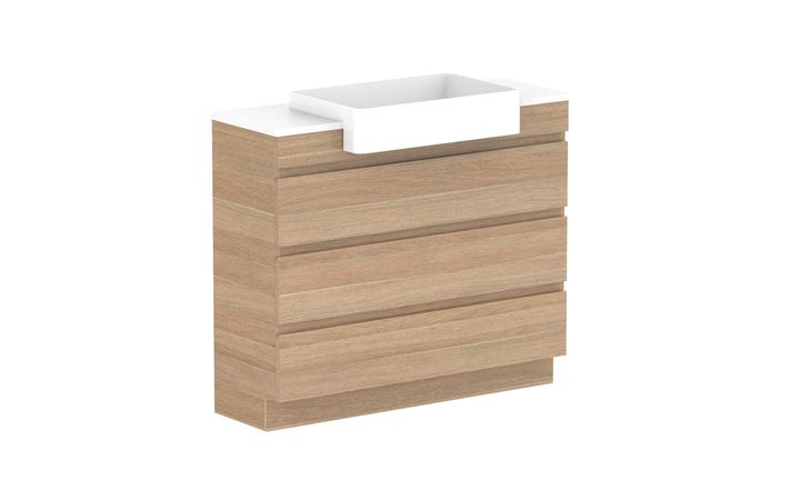 Glacier Semi-Recessed All-Drawer Trio 1050mm Vanity - Glacier Semi-Recessed All-Drawer, 1050 Trio, Floor Mount