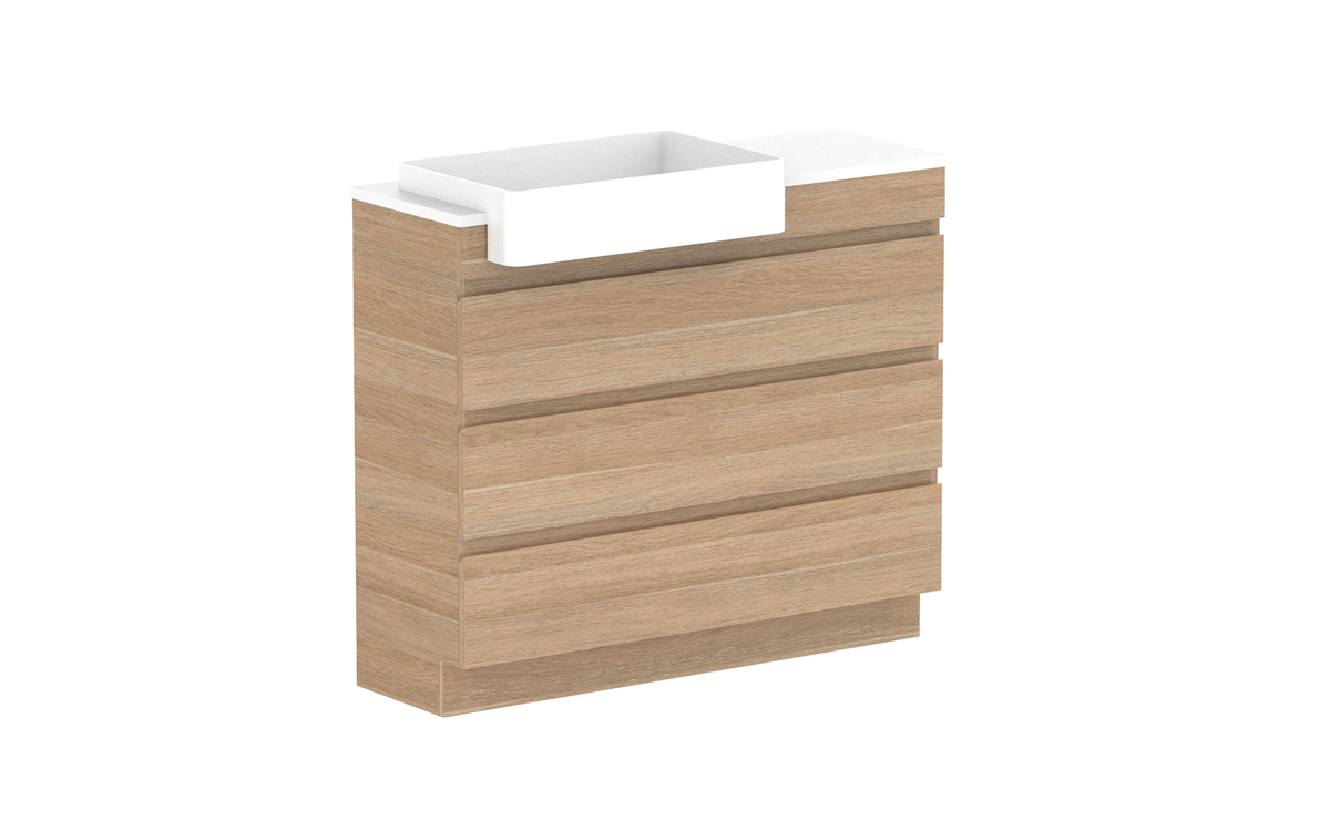 Glacier Semi-Recessed All-Drawer Trio 1050mm Vanity - Glacier Semi-Recessed All-Drawer, 1050 Trio, Floor Mount