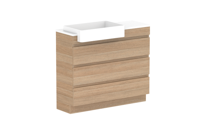 Glacier Semi-Recessed All-Drawer Trio 1050mm Vanity - Glacier Semi-Recessed All-Drawer, 1050 Trio, Floor Mount