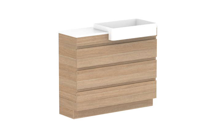 Glacier Semi-Recessed All-Drawer Trio 1050mm Vanity - Glacier Semi-Recessed All-Drawer, 1050 Trio, Floor Mount