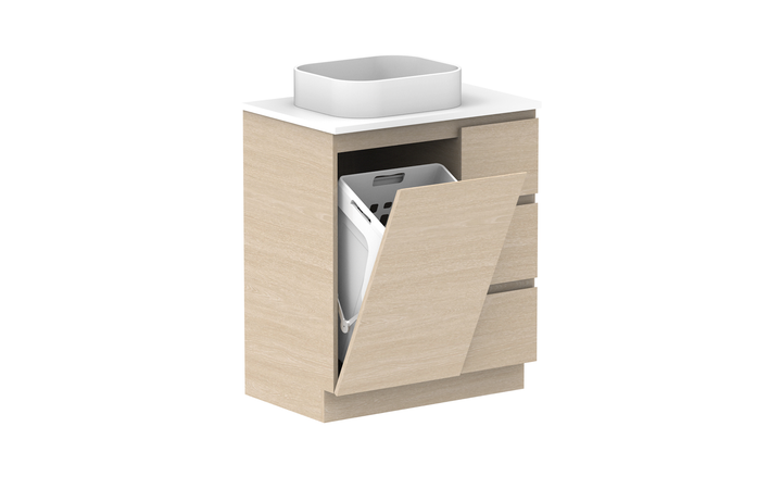 Glacier Hamper Trio 750mm Floor Mount Vanity - Glacier Hamper, 750 Trio, Floor Mount