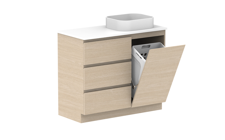 Glacier Hamper Trio 1050mm Floor Mount Vanity - Glacier Hamper, 1050 Trio, Floor Mount