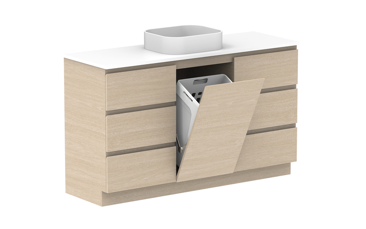 Glacier Hamper Trio 1500mm Floor Mount Vanity - Glacier Hamper, 1500 Trio, Floor Mount