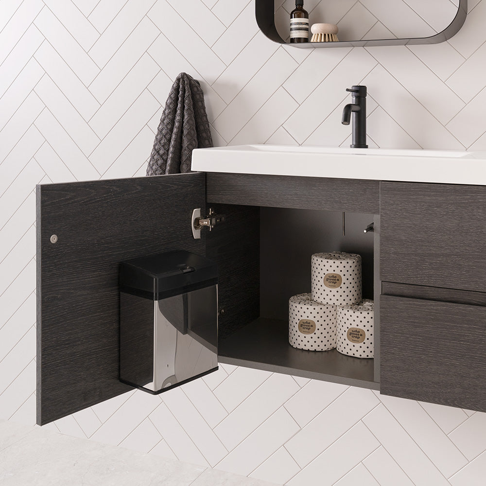 Drift Ensuite Wall Hung Vanity - Push-to-open door with 3L bin