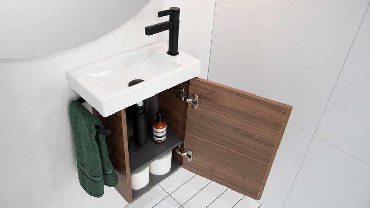 Seek Gloss White Top Wall Hung Vanity, Premium graphite interior