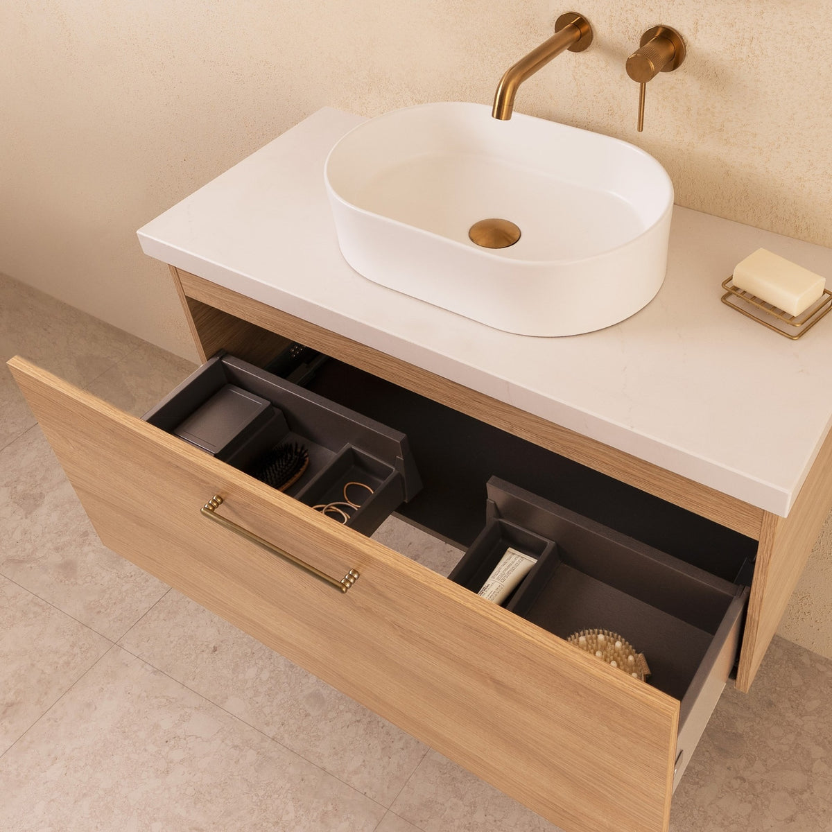 Glacier Ensuite Door &amp; Drawer Twin 1800mm Wall Hung Vanity - Glacier Ensuite Door &amp; Drawer, 1800 Twin, Wall Hung