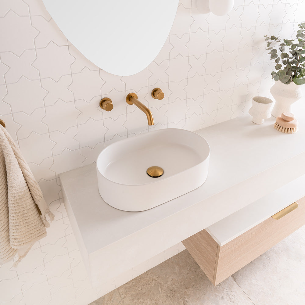 Michel Ensuite Wall Hung Vanity - Patty Above-Counter Basins (sold separately)