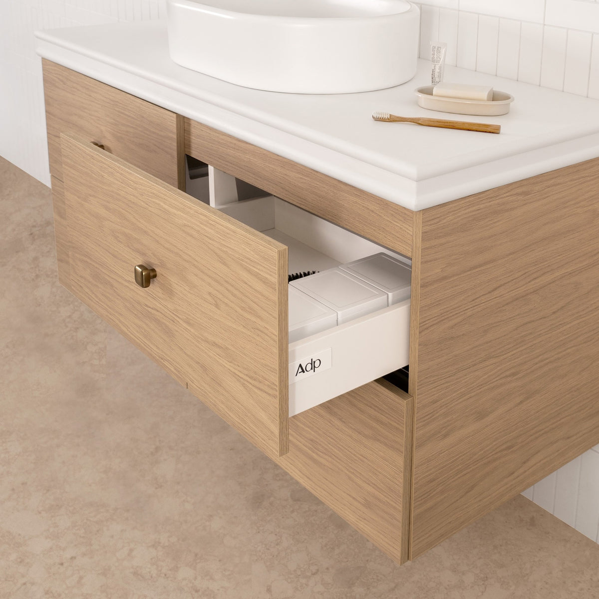 Glacier Ensuite All-Drawer Twin 1500mm Wall Hung Vanity - Glacier Ensuite All-Drawer, 1500 Twin, Wall Hung