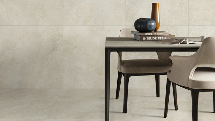 Memory Stone Beige Porcelain Tile installed