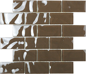 Metallic Choc Bar Glass Mosaic – 300 x 300 mm, tile face