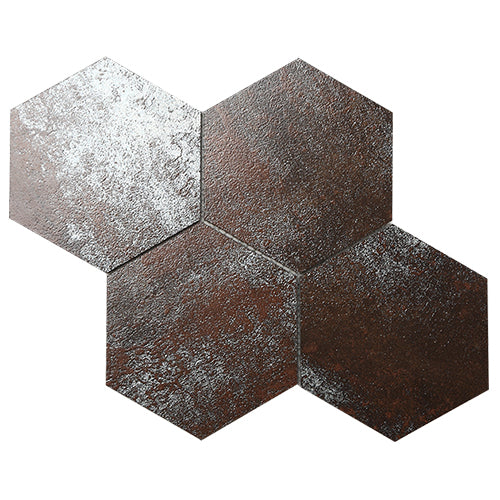 Metallic Hexagon 150x130 Porcelain Mosaic tile face, 265 x 230 mm