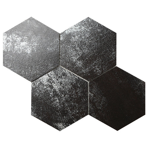 Metallic Hexagon 150x130 Porcelain Mosaic tile face, 265 x 230 mm