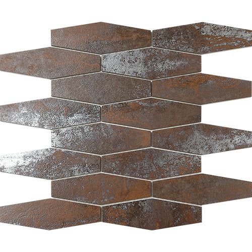 Metallic Hexagon Plus Mini Porcelain Mosaic tile face, 300 x 300 mm