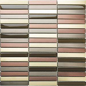 Metalplus SMG02 Moon Stone Blend Metal Mosaic tile face, 300 x 296 mm