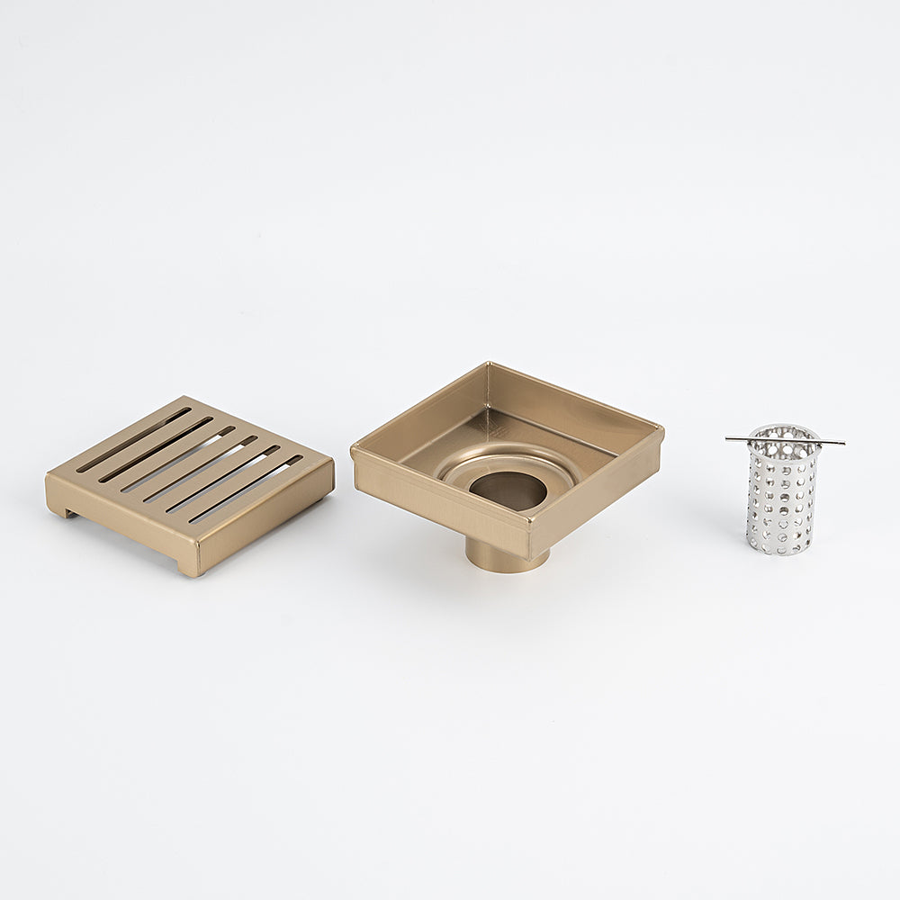 Square Slotted Floor Grate 100 x 100mm - Warm Brushed Nickel