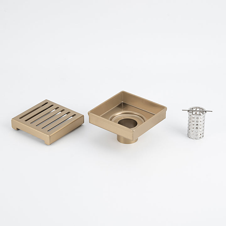 Square Slotted Floor Grate 100 x 100mm - Warm Brushed Nickel