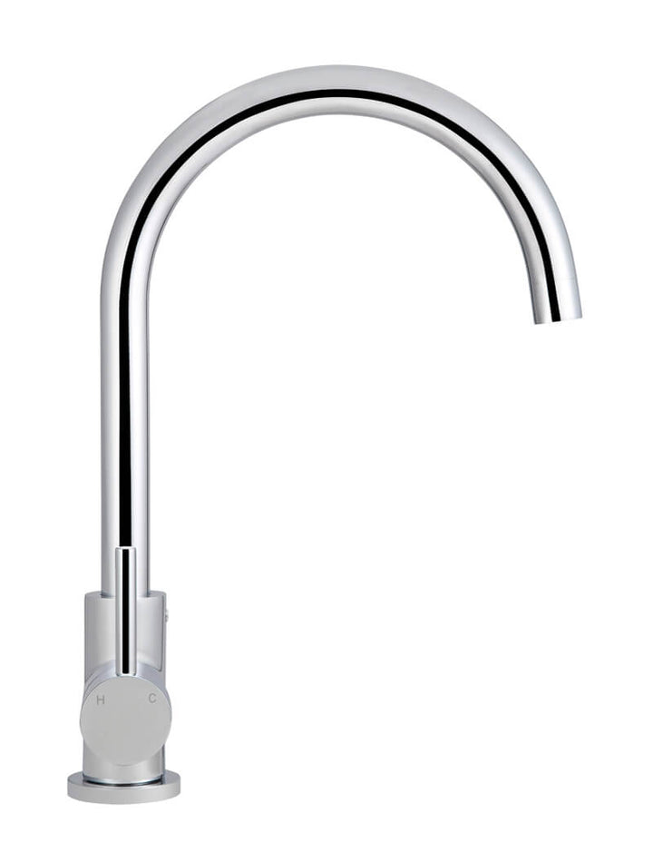 Round Gooseneck Kitchen Mixer Tap - Chrome