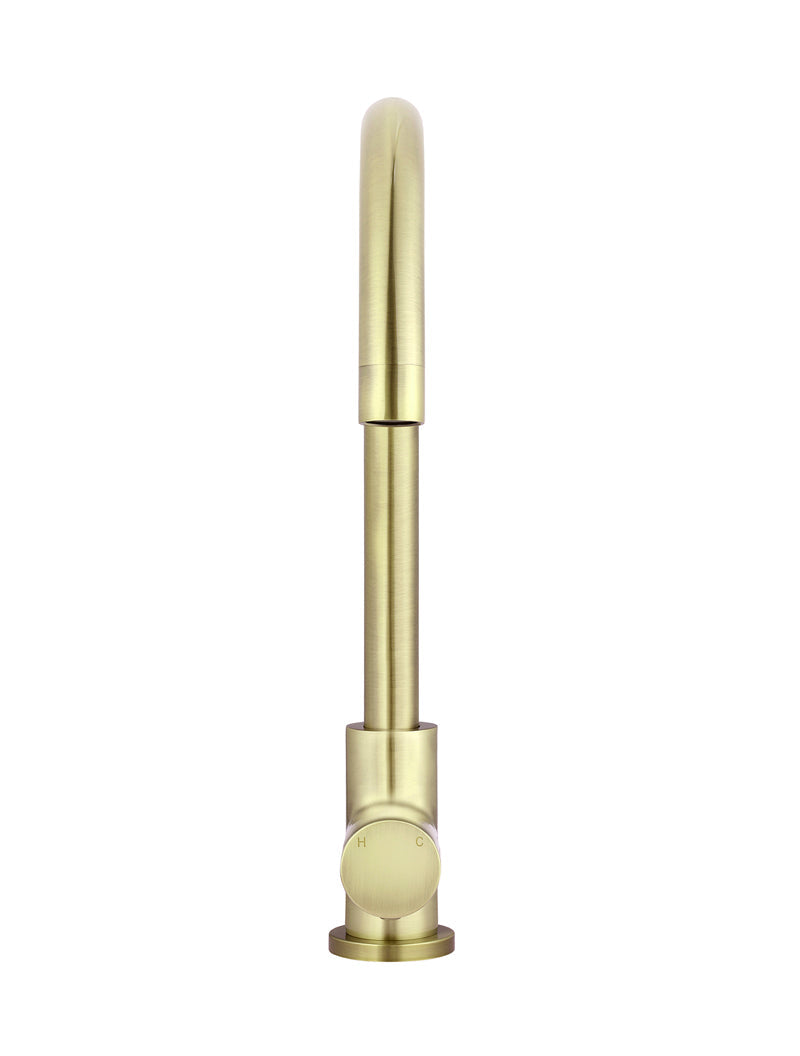 Round Gooseneck Kitchen Mixer Tap with Pinless Handle - PVD Tiger Bronze