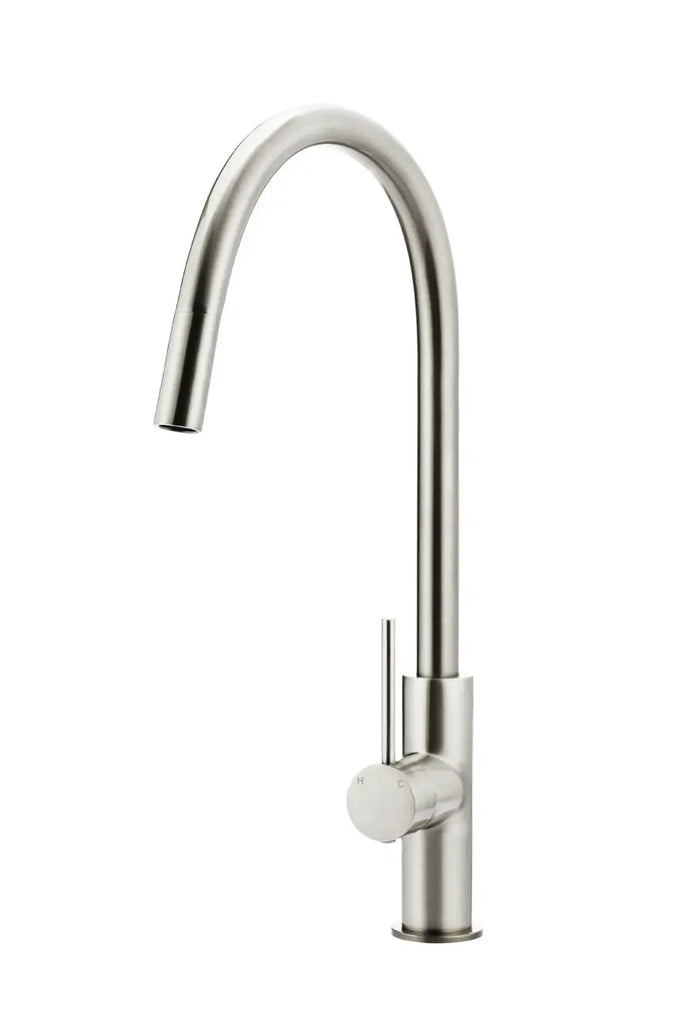 Round Piccola Pull Out Kitchen Mixer Tap - PVD Brushed Nickel Meir