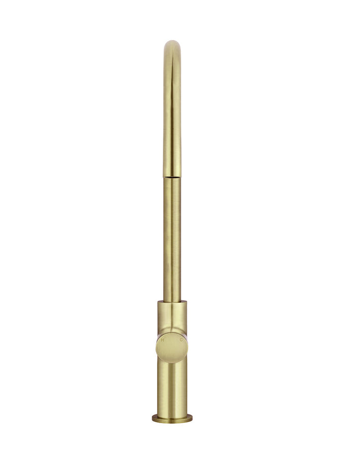 Round Pinless Piccola Pull Out Kitchen Mixer Tap - PVD Tiger Bronze
